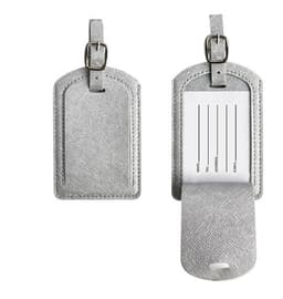 2 PU-Läderbagageetiketter med Kortinlägg Silver