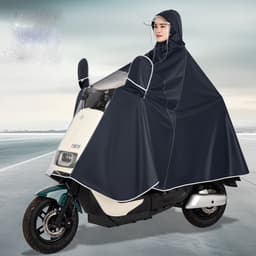 Cykelregn Poncho med reflekterende stribe, cykel, motorcykel, scooter Mørkeblå 7XL