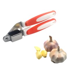 Ruostumattomasta teräksestä valmistettu valkosipulipuristin ergonomisella kahvalla