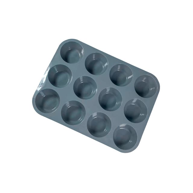Silikonkakeform - 12 kopper muffinsform Grå