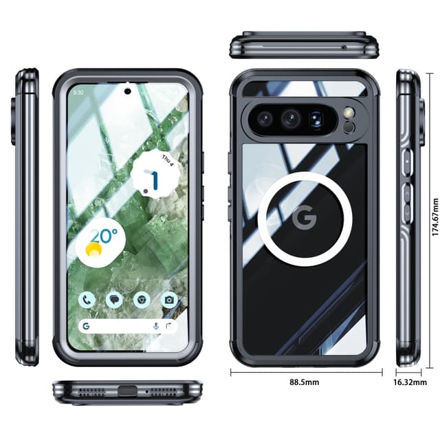 Skyddsfodral för Google Pixel 9 Pro XL med 360° magnetiskt stativ Svar