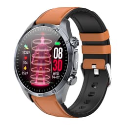 Smart ur med læderarmbånd Brun