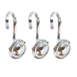 Set med 12 svarta badrumsgardinkrokar Silver