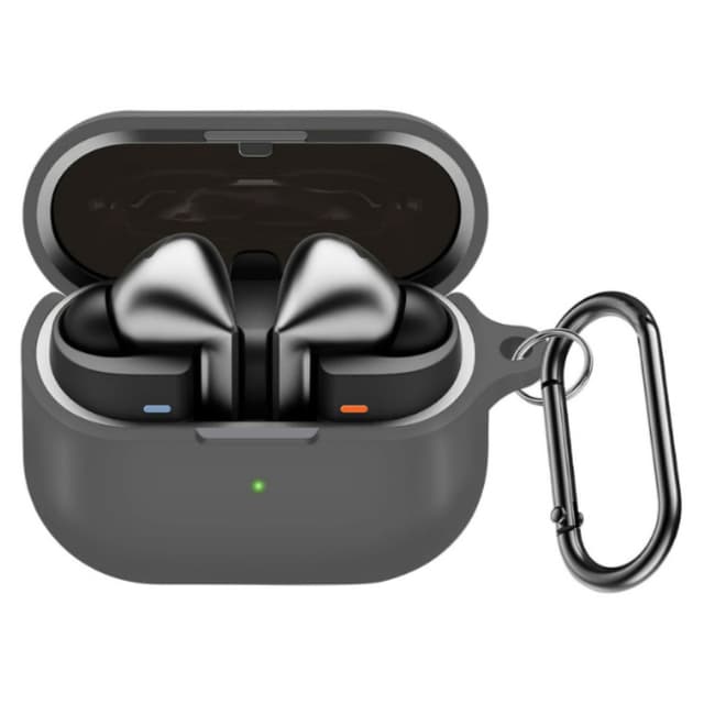 Beskyttende silikoneetui til Samsung Galaxy Buds3/Buds3 Pro med karabinhage Grå