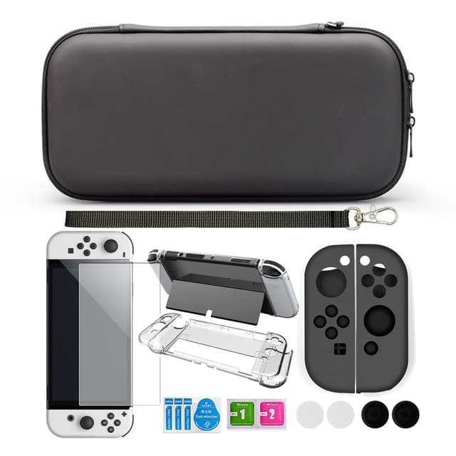 Deksel til Switch OLED med tilbehør, 9 deler Sort