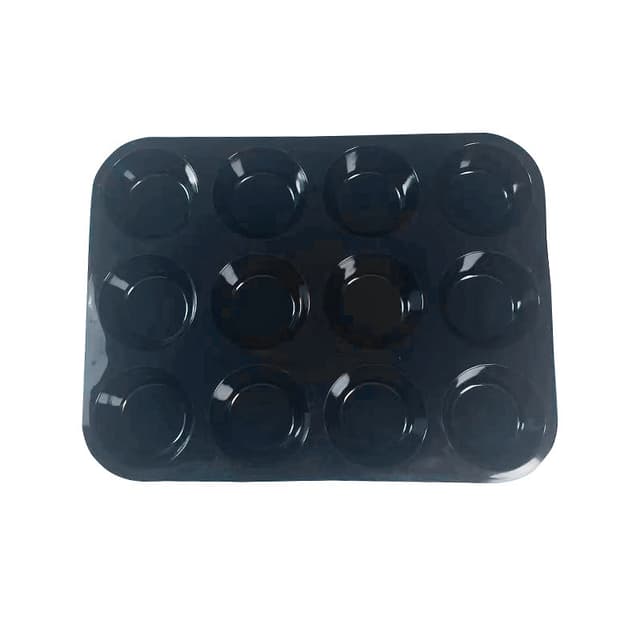 Silikone kageform - 12 kopper muffin form Sort