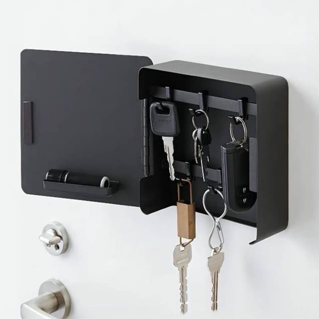 Nøkkelskap, magnetisk nøkkelkrokboks Sort