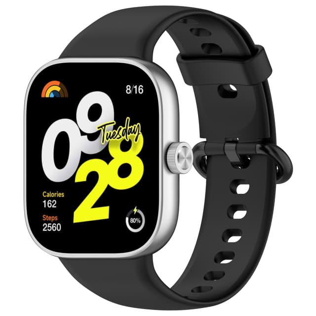 Silikonihihna Redmi Watch 4:lle, Xiaomi Band 8 Prolle Musta
