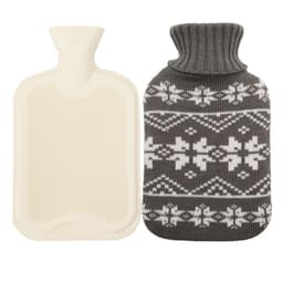 Varmvattenflaska av gummi med stickat lock (1000 ml) Grå