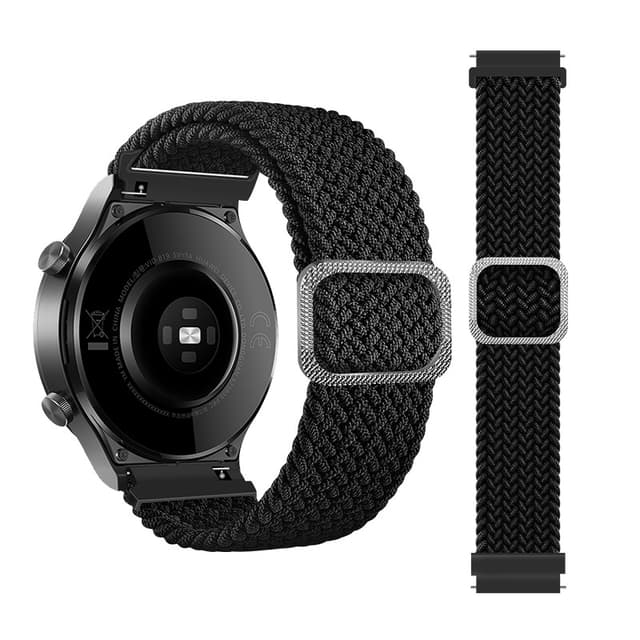 Nylon klokkerem, kompatibel med Huawei, Xiaomi, Garmin, Samsung 22mm Sort