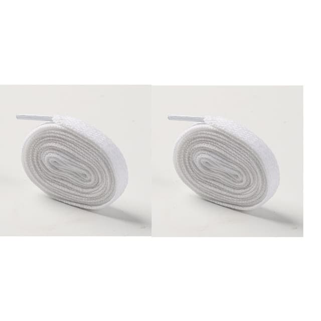 Platta skosnören i polyester, 4 par skosnören Vit M