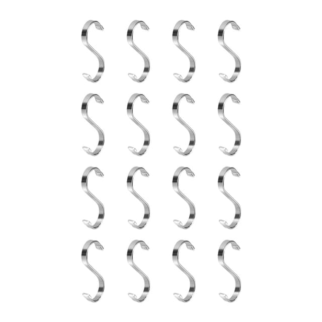 S-Krokar i Rostfritt Stål 16-pack Silver 11 cm