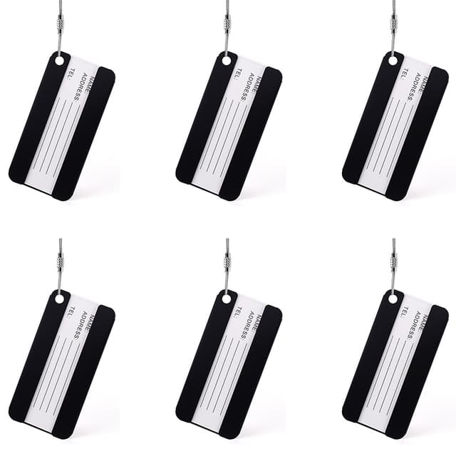 Set med 6 Bagagelappar - Bagagetaggar Svart