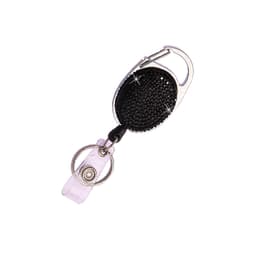 Crystal Rhinestone nøkkelring med uttrekkbar design Sort