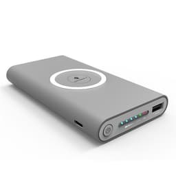 Powerbank 10000 mAh med trådlös laddning via Qi - Grå