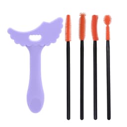 Silikone øjenvippe børster mascara wands 4-pak med 1 eyeliner stencil