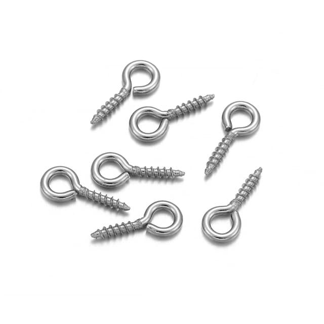 Små skruvögla stift 200-pack Silver