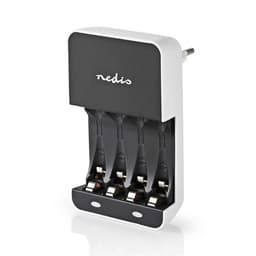 Nedis NiMH Batteriladdare AA / AAA | 1.2 V DC | Underhållsladdning | Euro / Typ C (CEE 7/16) | Batteritypsenergi: AA / AAA | Svart / Vit