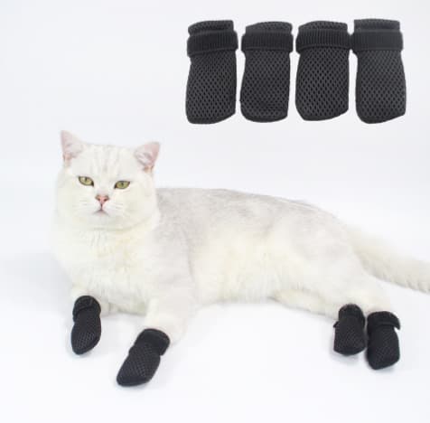 Anti-Scratch Mjuka Husdjur Skor, 4 pack Grå S