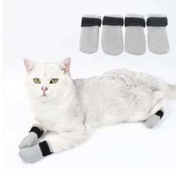 Anti-Scratch Mjuka Husdjur Skor, 4 pack Grå S