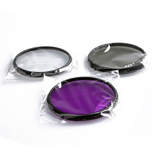 3-delers objektivfiltersett UV CPL FLD 3-i-1 filterobjektiv for DSLR-kamera Sort 52 mm