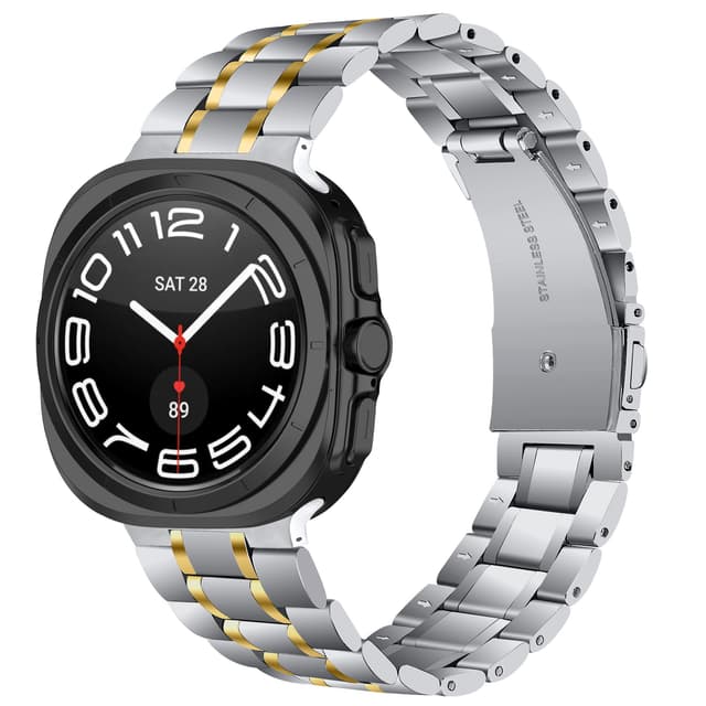 Ruostumattomasta teräksestä valmistettu ranneke Samsung Galaxy Watch 7 Ultra 47MM:lle Sliver + kulta