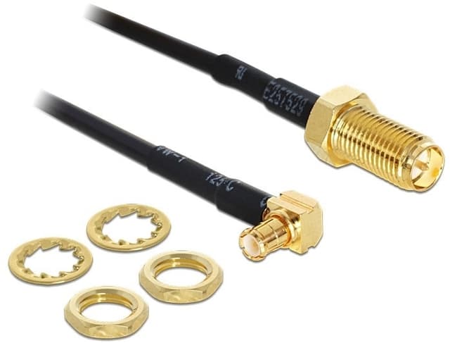 DeLOCK adapter, MMCX han - RP-SMA hun, 0,3m, sort