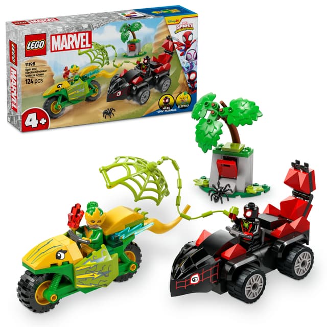 LEGO Spidey Spin og Electros jagt i dinosaurkøretøjer 11198