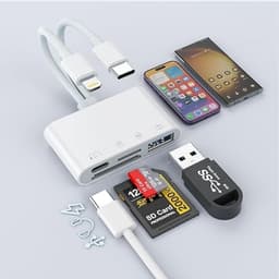 NÖRDIC USB-C, Lightning-kortinlukija, 2-paikkainen SD, MicroSD 1xUSB-A, 1xUSB-C UHS-I
