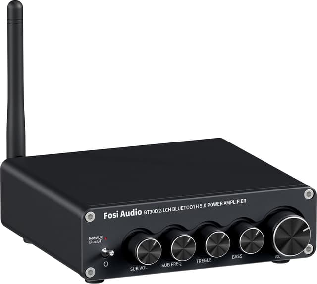 Fosi Audio BT30D Bluetooth 5.0 Stereo Audio Receiver Förstärkare 2.1 Channel Hi-Fi Class D Integrated Amp 2X50 Watt