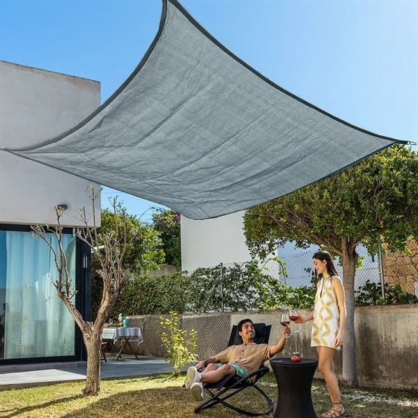 Rektangulært solsejl med UV-beskyttelse 2x3m - grå