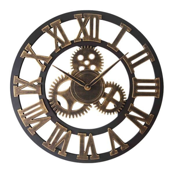 Rustik väggklocka 58 cm - Guld