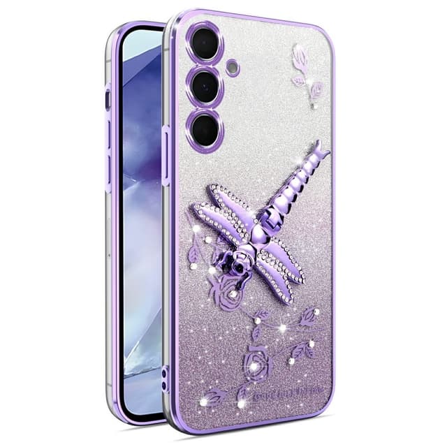 SKALO Samsung S25 KADEM Dragonfly Glitter Cover - Lilla