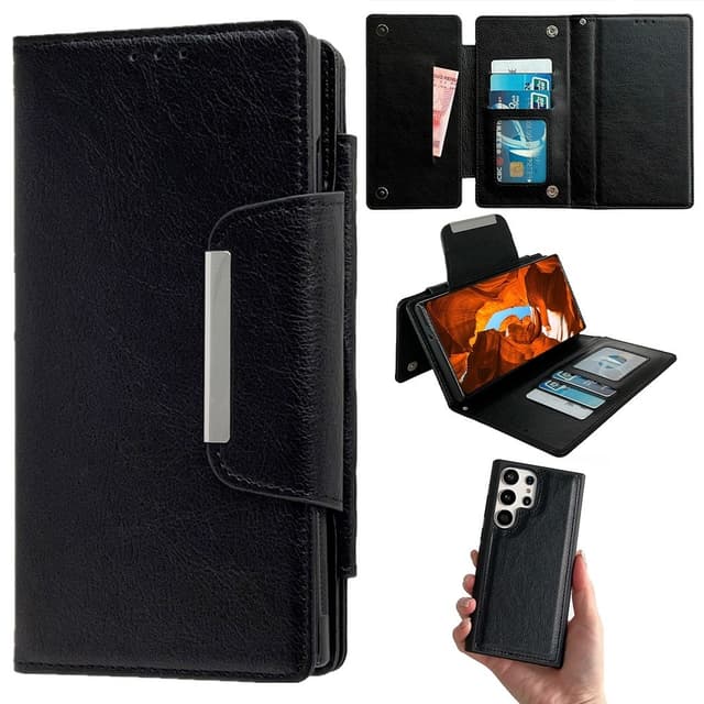 SKALO Samsung S25 Ultra 2-in-1 Magnetiskt Avtagbart Plånboksfodral - Svart
