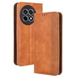 SKALO OnePlus 13R Embossed Premium Flip Cover - Brun