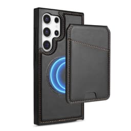 SKALO Samsung S25 Ultra PU-nahkainen Irrotettava Lompakkokotelo Suojakuori - Musta