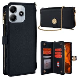 SKALO Xiaomi Redmi Note 14 5G Big Wallet Cross Texture Flip Cover - Sort