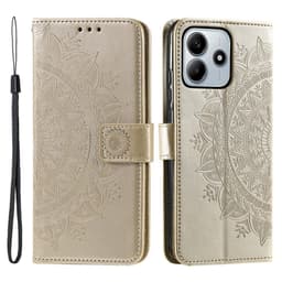 SKALO Xiaomi Redmi Note 14 5G Mandala Lompakkokotelo - Kulta