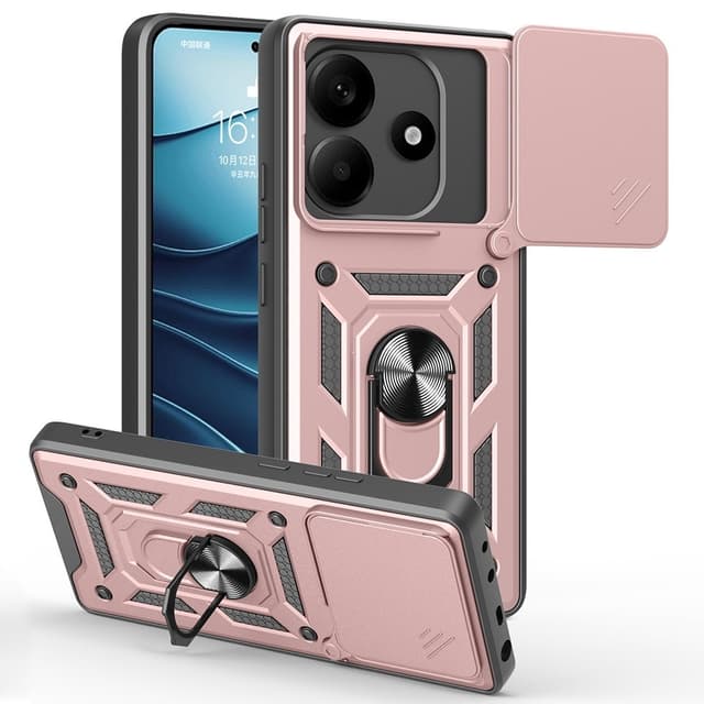 SKALO Xiaomi Redmi Note 14 5G Armor Metallring Kameraslider Skal - Roséguld