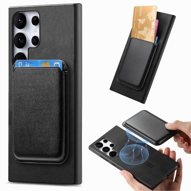 SKALO Samsung S25 Ultra 2-i-1 PU-Läder Skal+Korthållare - Svart