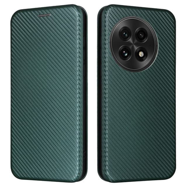 SKALO OnePlus 13 Carbon Fiber Flip Cover - Grøn