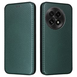 SKALO OnePlus 13 Carbon Fiber Plånboksfodral - Grön
