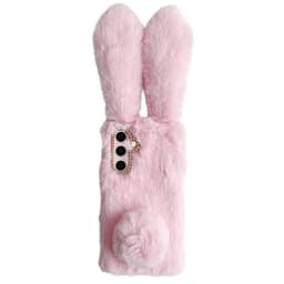 SKALO Samsung S25 3D Fluffy Bunny Skal - Rosa