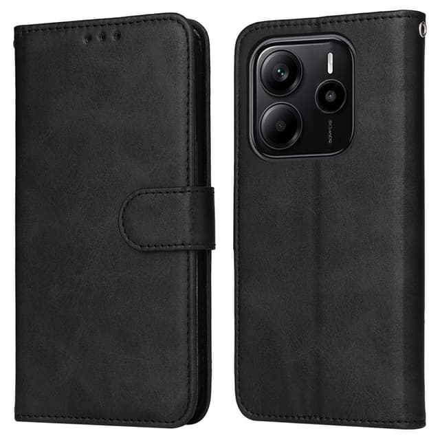 SKALO Xiaomi Redmi Note 14 4G PU-läder Plånboksfodral - Svart