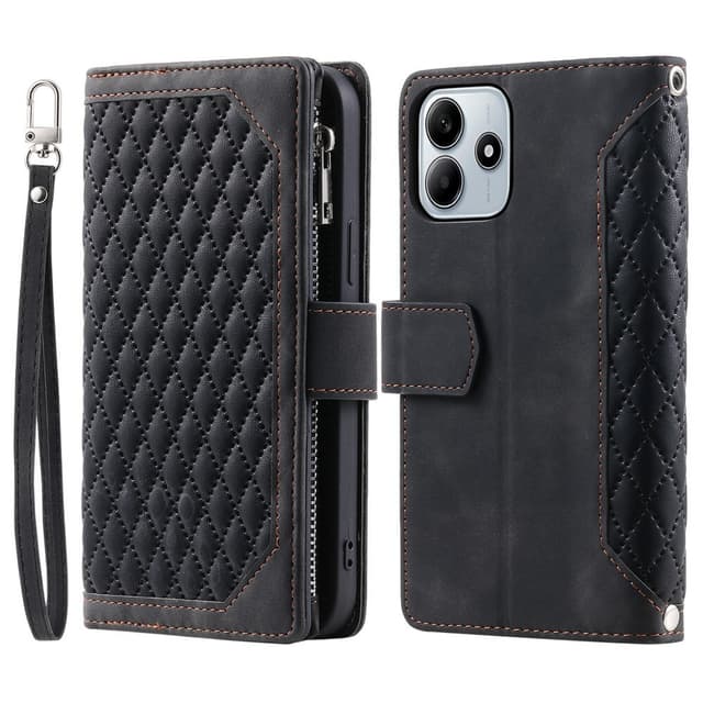 SKALO Xiaomi Redmi Note 14 5G Style 005 Big Wallet Quiltat Plånboksfodral - Svart