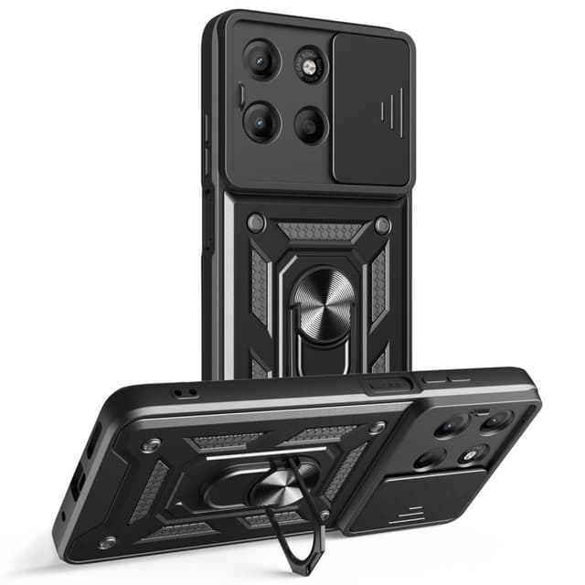 SKALO Motorola Moto G15 4G Armor Metallring Kameraslider Skal - Svart