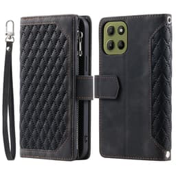 SKALO Motorola Moto G15 4G Style 005 Big Wallet Quiltat Lompakkokotelo - Musta
