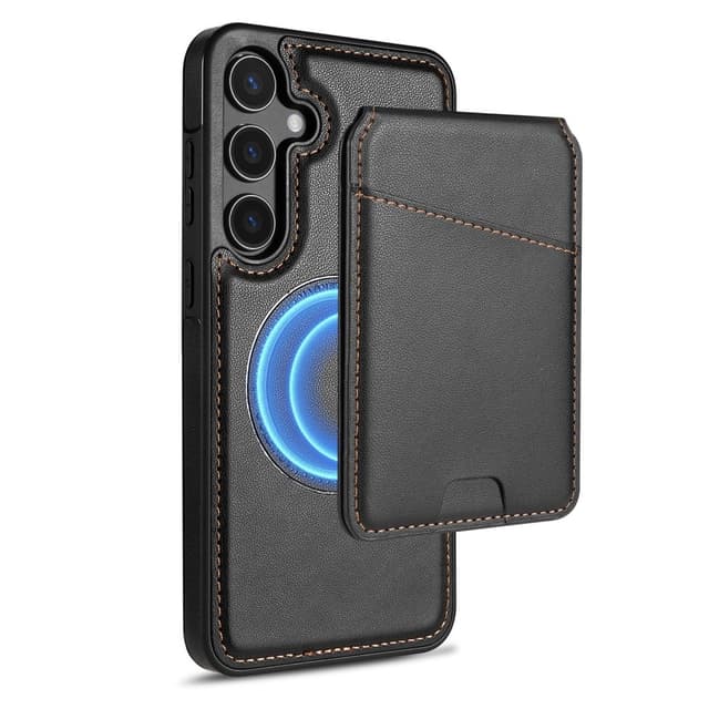 SKALO Samsung S25+ PU-læder Aftagelig Pung Skal Cover - Sort