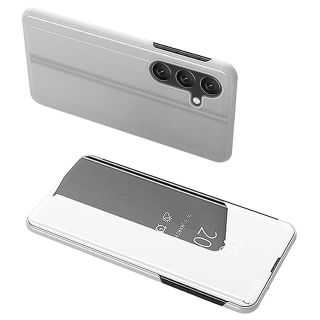 SKALO Samsung S25 Clear View Flip Cover - Sølv