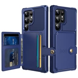 SKALO Samsung S25 Ultra Iskunkestävä kotelo Lompakolla - Sininen